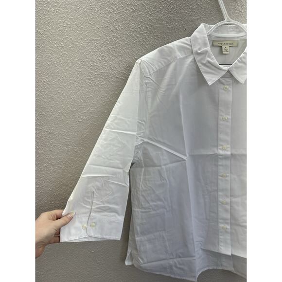 Appleseeds Womens Shirt Size XL White 3/4 Sleeve Button Up - Picture 2 of 12